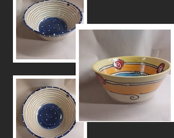 Bowl bowl kleurrijk of blauw handgemaakt en handbeschilderd keramiek