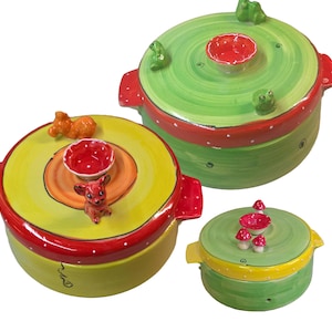 Bread pot bread box bread box made of ceramic with various figures mouse mushrooms frog
