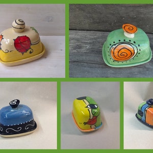 small ceramic butter dish for 125g butter in various patterns