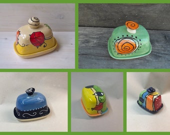 small ceramic butter dish for 125g butter in various patterns