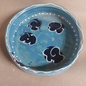 Müslikål, platt, i många färger, keramik, handgjord - producerad efter köp