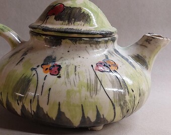 Ceramic teapot, 1.4 liters, handmade, meadow design