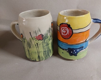 Beer mug jug glass for beer colorful ceramic 1/2 liter in many patterns