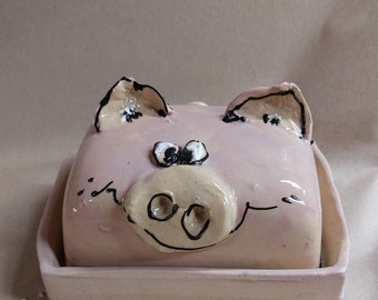 Ceramic butter dish for 250g butter PIG