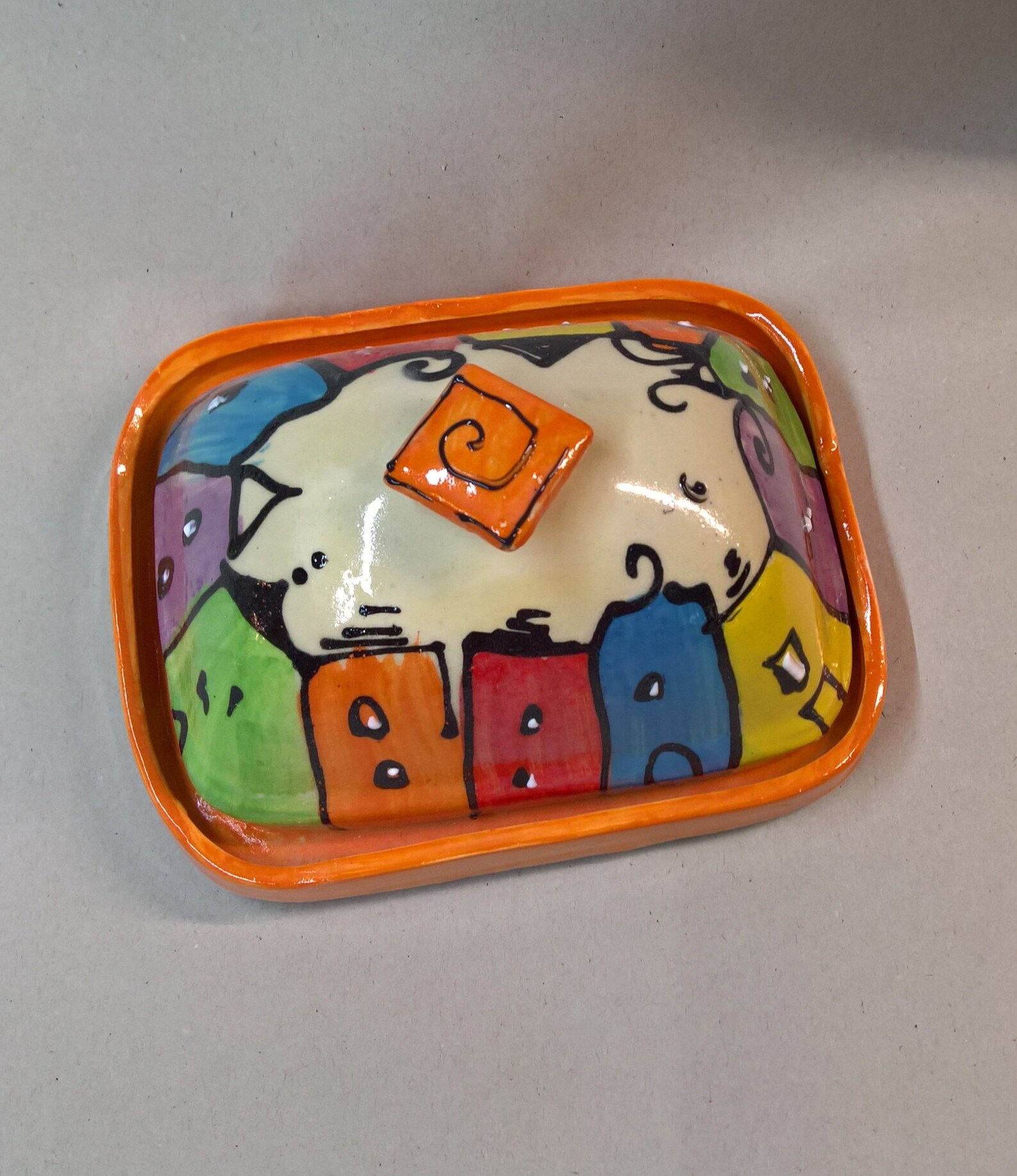 Butter Bowl Rojal Ceramic for 250g Butter in Colorido Pattern Etsy