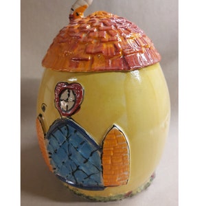 large tin cereal tin cookie tin storage tin ceramic as house in colorful