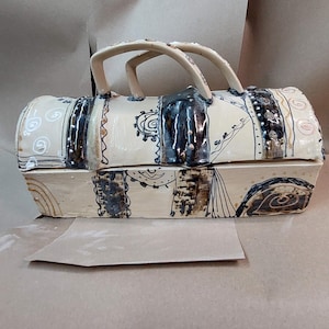 Boîte à pain rustique avec double poignée, style steampunk - céramique - pièce unique