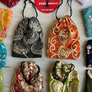 Embroidery jewelry pouches, Jewelry silk pouches, Gift pouches, Recycled silk pouches, Small gift pouches, Sari pouches, Silk sari pouches