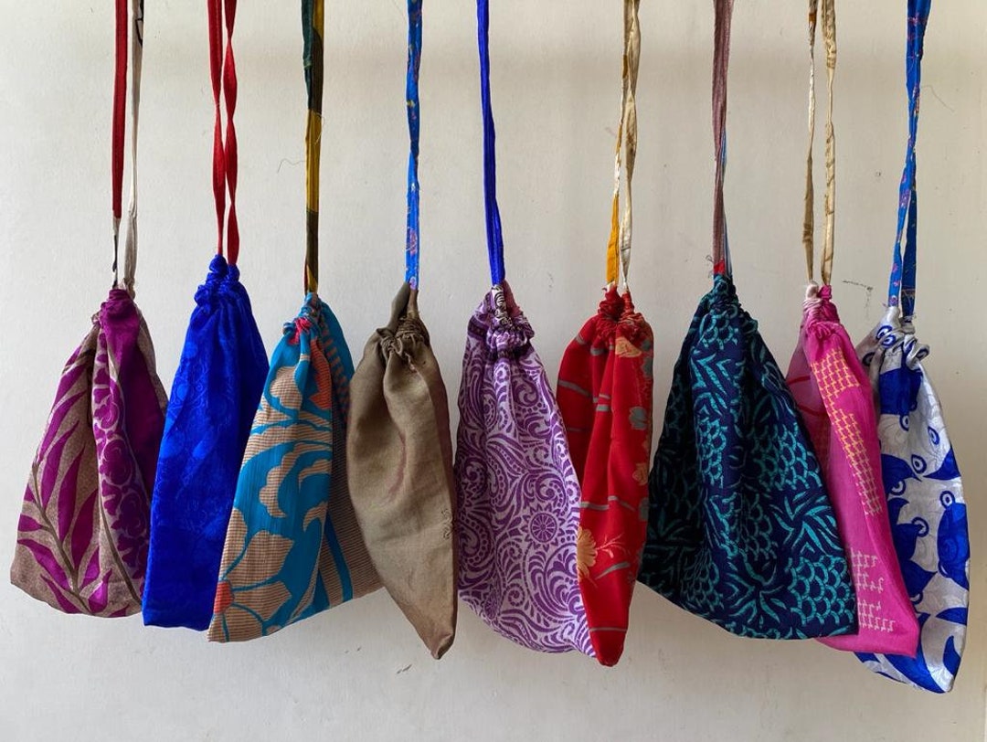 Silk Gift Bags, Packaging Gift Bags, Recycled Silk Fabric Bags