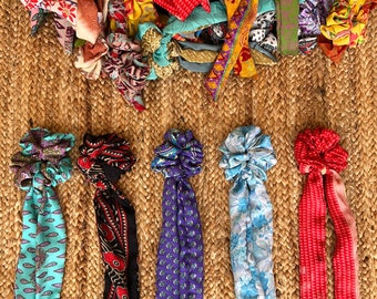 Recycled Silk Sari Scrunchies: Handmade Hippie Hair Tie