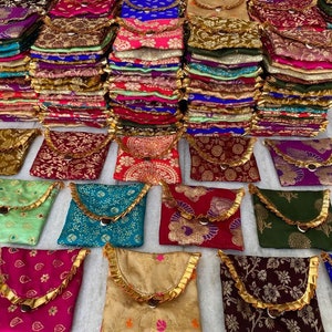 Bolsas de sari recicladas, Bolsas de regalo para joyas, Bolsas de seda, Bolsas para monedas, Bolsas de sari de seda, Bolsas coloridas y hermosas, Bolsas de sari de seda