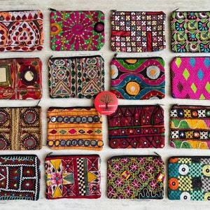 Monederos de regalo vintage, carteras bordadas, monederos y joyas hechos a mano, bolsas para monedas y joyas, bolsas de regalo Banjara, bolsas de tela antiguas, monederos
