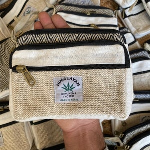 Portafoglio in canapa, borse dell'Himalaya, borse fatte a mano, porta soldi, porta monete, borse per cellulari, portafoglio con 3 tasche, sacchetti regalo, dimensioni 12 x 16 cm.