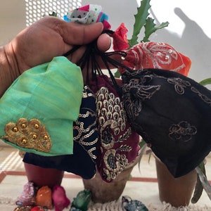 jewellery pouches, Chiffon Pouches, gems stones pouches, gifts pouches, Aritari Saree Pouches, Recycled Fabric Pouches, Sequins work pouches