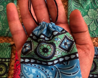 Handmade Silk Sari Jewelry Pouches: Colorful Gift Packaging, Size 3x4 Inch