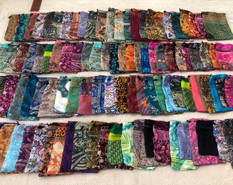 Recycled Silk Sari Pouches: Handmade Jewelry Gift Bags (10x13cm)