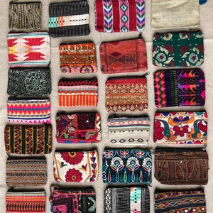 25 Pieces of Embroidery Katchi Gujrati Work pouches, jewellery pouches, gems stones pouches, gifts pouches, Beautiful Colourful Handmaded