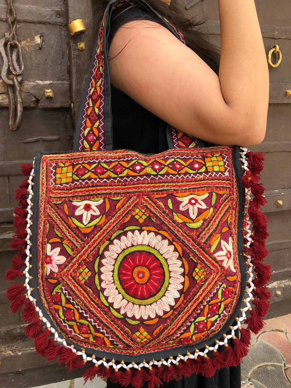 HUGE Ethnic Banjara Bag Old Recycled Traditional Indian Handmade Beaded Work