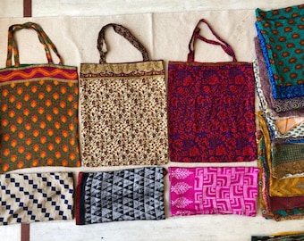 Lot 500 Taschen, Sari Geschenktüte aus recycelter Seide - Handgemachte Geschenktüten, 40 x 40 cm
