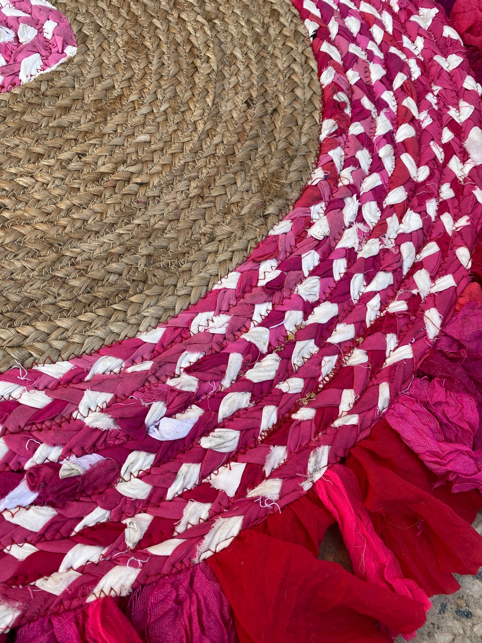 Handmade Jute and Pink Colours Rug Natural Jute Rug Cotton Etsy