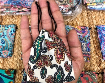 Lot 1,000 Pouch, Recycled Silk Sari Jewelry Pouches - Drawstring Gift Bags 3x4 Inch