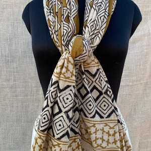 Natural hand block scarf, Artisanal cotton scarf, Hand block printed with natural dyes, Handmade cotton scarf, Soft & sustainable scarves