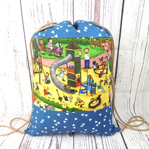 Gym bag, backpack, children: On the playground...