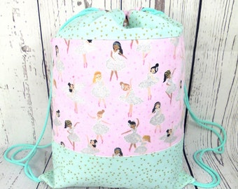 Turnbeutel, Rucksack für Kinder, Glitzer-Ballerinen...