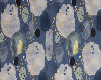Jersey 15,96 EUR/m abstraktes Aquarellmuster auf rauchblau, Nora Swafing, Damenstoff Meterware