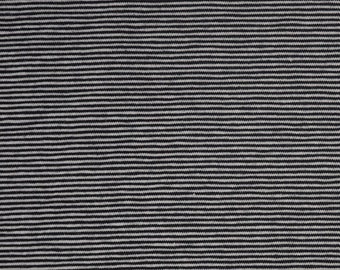 Jersey 14.40 EUR/metre fine stripes 1 mm, black and white, striped cotton jersey, striped jersey, fabrics by the metre