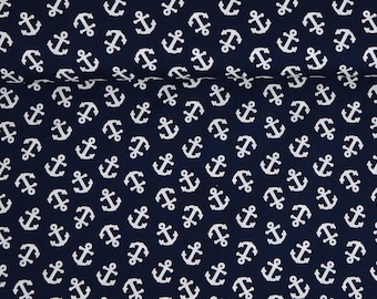 Cotton anchor 12.00 EUR/meter, woven cotton dark blue, anchor fabric blue fabric maritime, fabric sold by the meter