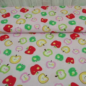 45 cm cotton 7.00 EUR/meter Swafing apples Wendelin pink, fabric sold by the meter bargain remaining piece image 1