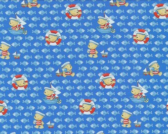 35 cm Jersey Pitzelpatz 14.00 EUR/meter, jersey for children, maritime, fish and bears, children's fabric by the meter remnant bargain