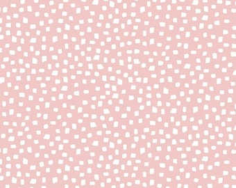 Könnte beinhalten: Ein nahtloses Muster mit rosa Hintergrund und weißen, unregelmäßig geformten Punkten.