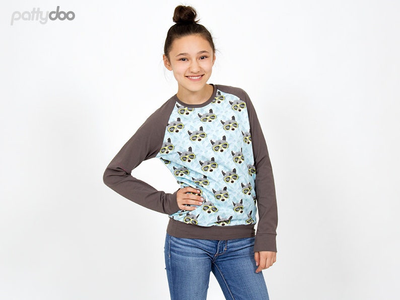 Pattydoo sewing pattern teen shirt maxi raglan, sewing pattern for children, clothing, paper cutting / paper cutting pattern image 6