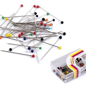 Spelden met kleurrijke glazen kop, 31 mm lang, 1 pakje/ca. 50 stuks