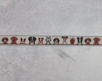 2 m woven ribbon, 2.00 EUR/meter, dogs on beige, trim 17 mm wide, sold by the meter