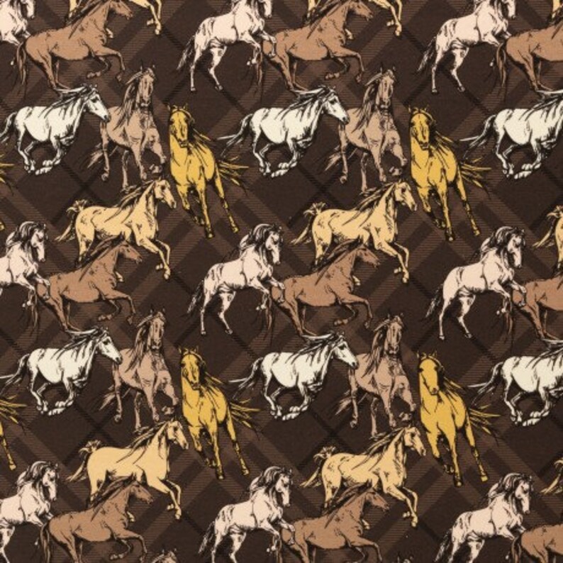 Jersey 15.96 EUR/meter horses brown, Swafing Theo, children's fabric women's fabric by the meter image 1