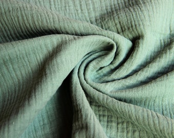 Muslin 10.80 EUR/meter Double Gauze Diaper Fabric sea green green dust green sage, Fabric by the meter 50 cm
