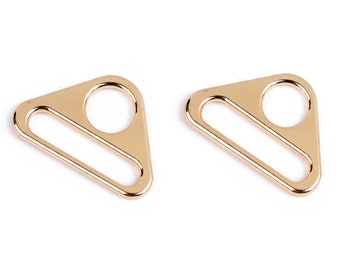 Triangle rings with metal bar width 31 mm, classic gold, 2 pieces