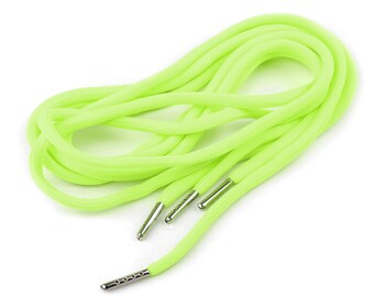 2 round cords EUR 1.00/piece with end pieces, neon green, 1.30 m long/5 mm wide