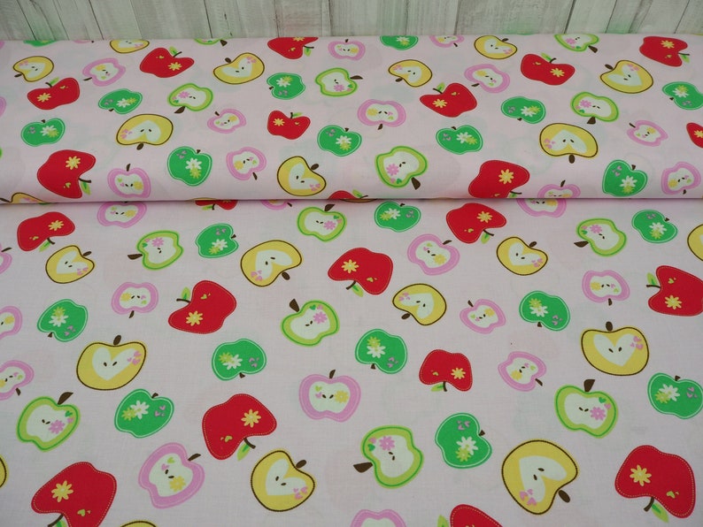 45 cm cotton 7.00 EUR/meter Swafing apples Wendelin pink, fabric sold by the meter bargain remaining piece image 1