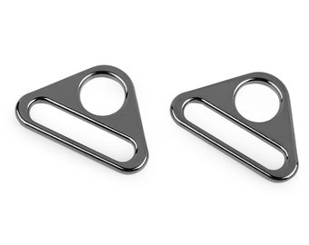 Triangle rings with metal bar width 31 mm, black, 2 pieces