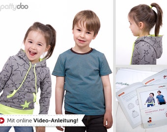 Pattydoo Schnittmuster Kindershirt Paul 92 bis 146, Schnittmuster für Kinder Kleidung, Papierschnitt / Papierschnittmuster