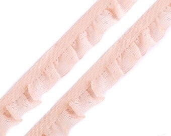 3 m of ruffled elastic, 1.00 EUR/meter, light pink salmon, 20 mm wide, underwear elastic sold by the meter
