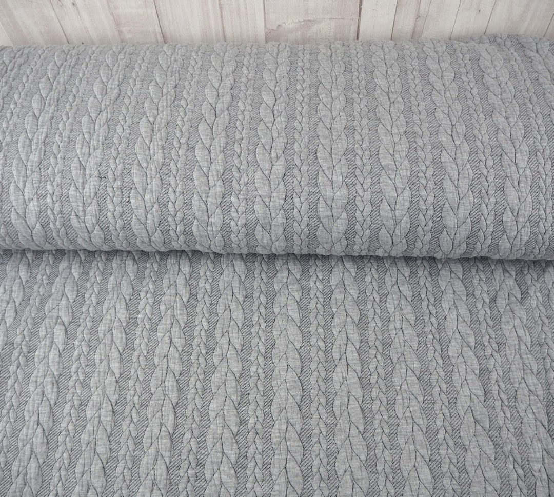 55 Cm Jaquard 11.00 Eur/meter Cable Pattern, Jaquard Fabric in Grey ...