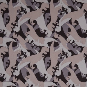 Softshell 6,70 EUR/m dunkelbraun beige, gemustert mit Dinosauriern, Sheldon Swafing, Kinderstoff Meterware Schnäppchen 50 cm