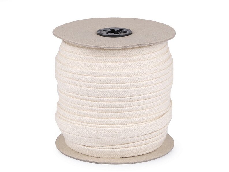 Flat cord EUR 1.00/meter, natural, hoodie cord cotton 12 mm, sold by the meter image 2