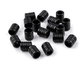 End pieces for metal cords, 5 mm diameter, black, 2 pieces