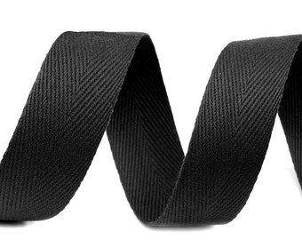 Cinta de sarga de 3 m 1,00 EUR/metro, negra, 20 mm, se vende por metros